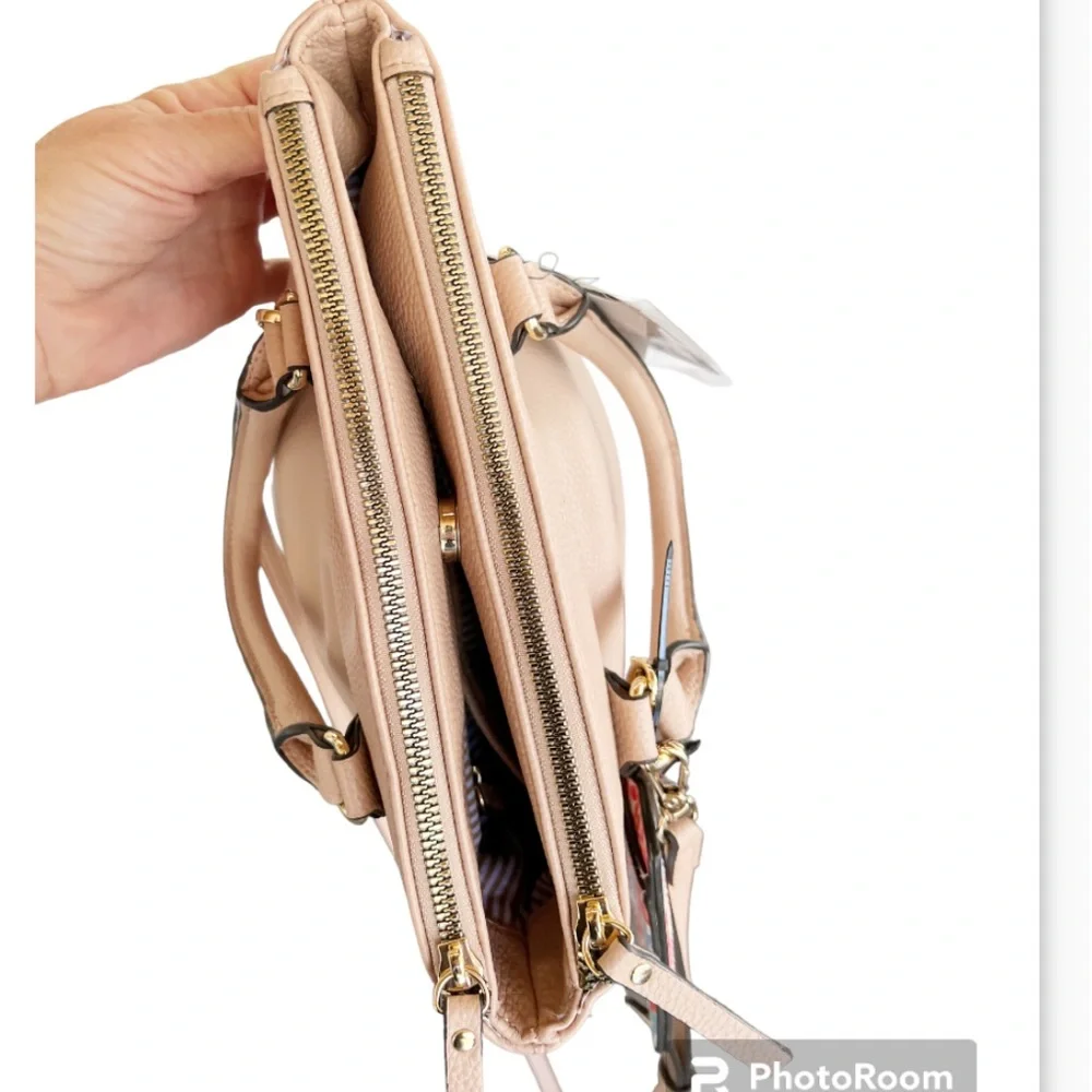 Nanette Lepore April Pebble Triple Satchel Almond Crossbody Bag - Picture 4 of 7